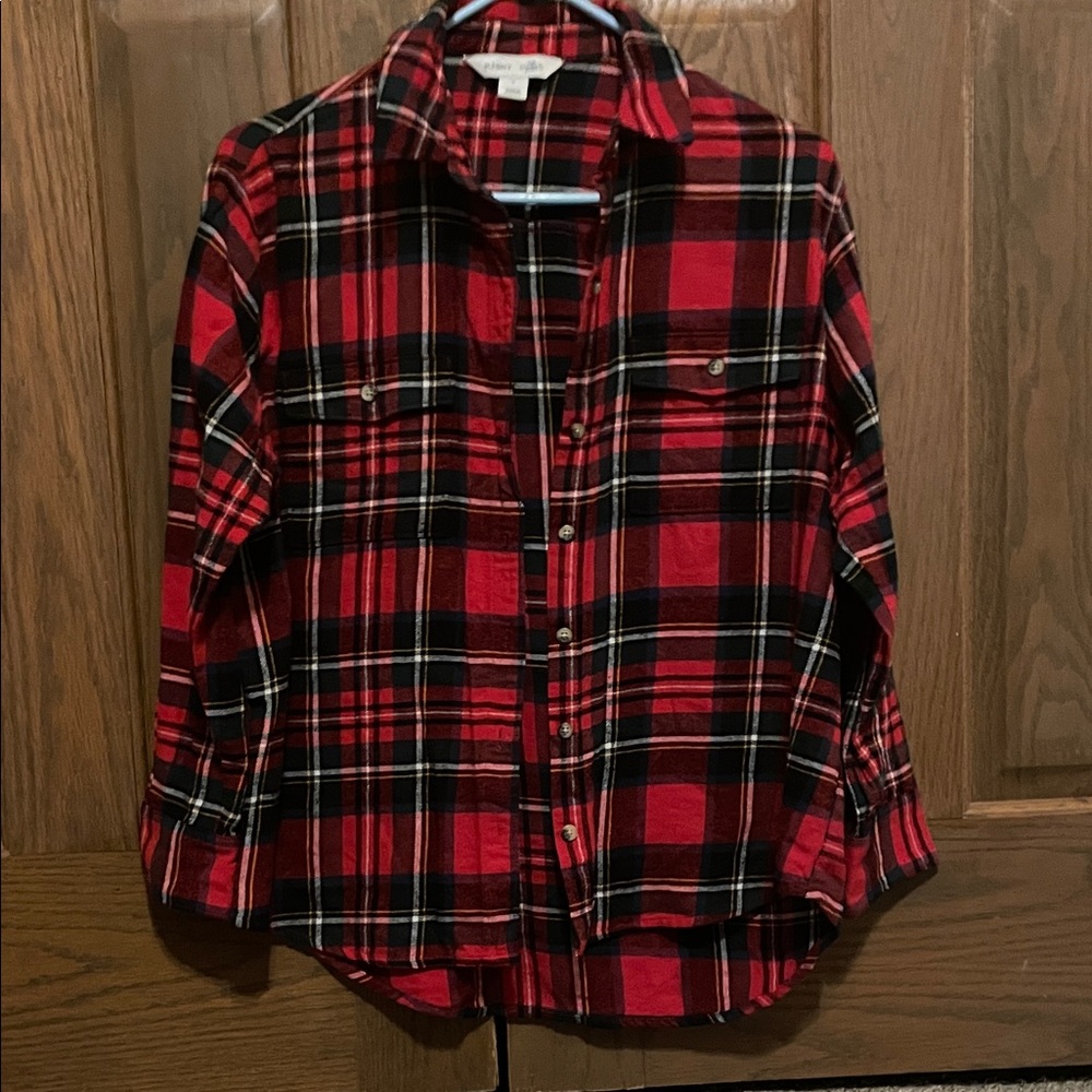 Old Navy Red and Black Plaid Button Down Shirt